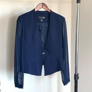 Navy Blazer - Sheer Sleeves